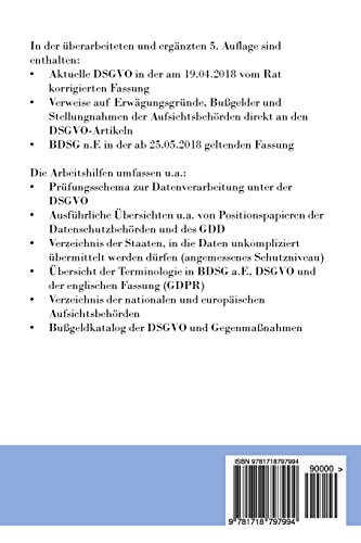 Neues Datenschutzrecht – Datenschutz-Grundverordnung (DSGVO), BDSG 2018: 5. Auflage – Erweiterte Arbeitshilfen und Gesetzestexte und Positionspapiere der Datenschutzbehörden. - 2