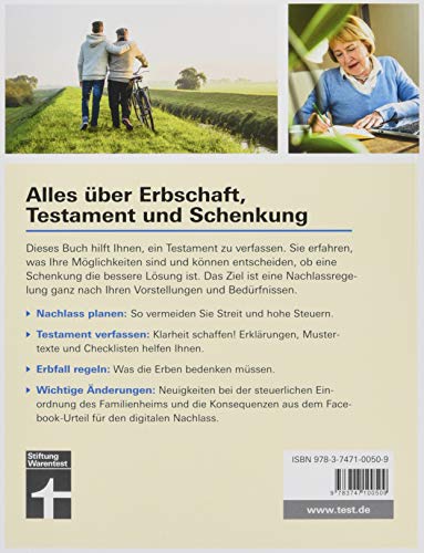 Vererben und Erben – Testament verfassen, Nachlass und Erbfall regeln – Neue Steuerregelung - Checklisten und Mustertestamente von Stiftung Warentest: Testament, Erbschaft und Schenkung - 2