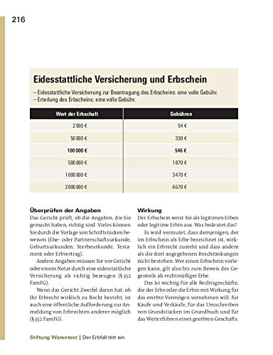 Vererben und Erben – Testament verfassen, Nachlass und Erbfall regeln – Neue Steuerregelung - Checklisten und Mustertestamente von Stiftung Warentest: Testament, Erbschaft und Schenkung - 15