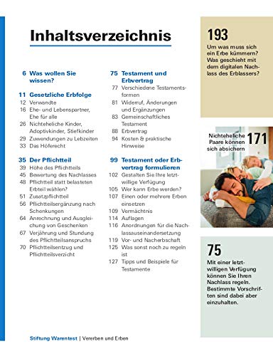 Vererben und Erben – Testament verfassen, Nachlass und Erbfall regeln – Neue Steuerregelung - Checklisten und Mustertestamente von Stiftung Warentest: Testament, Erbschaft und Schenkung - 3